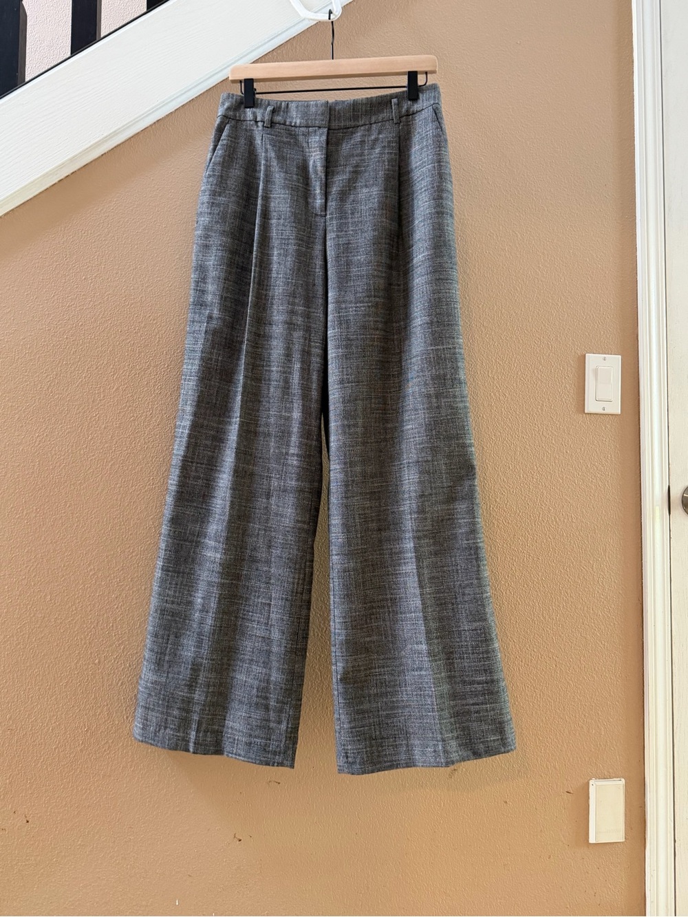Calvin Klein Gray Plaid Wide Leg Trousers